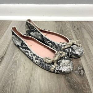 Pretty Ballerinas Flats Women’s 38 Gray Snake Print